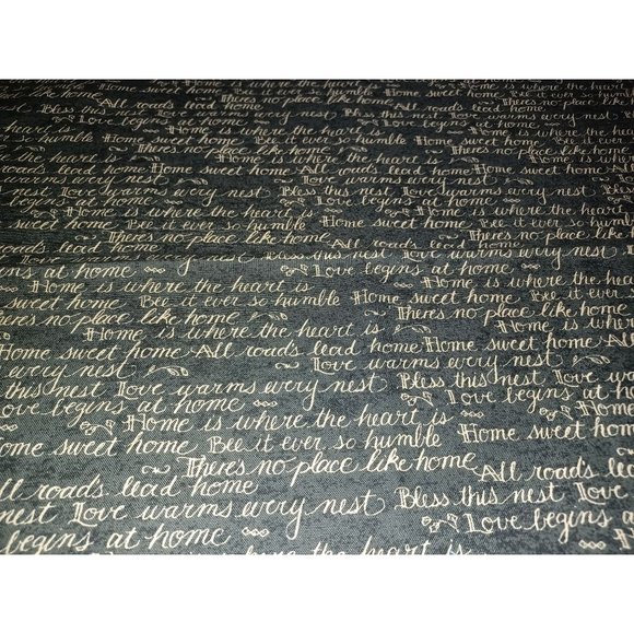 Fabric Remnant "Home" by Kathy Schmitz LLC 20" x 48" Black & Tan - Picture 3 of 3